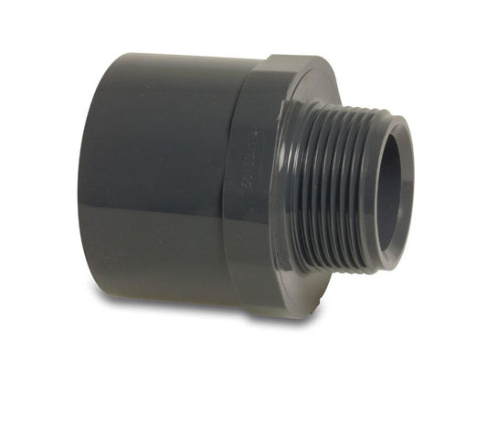 Övergångsnippel PVC-U 40/50 mm x 1 1/2" Limhylsa/limtapp x Utvändig gänga 10 bar