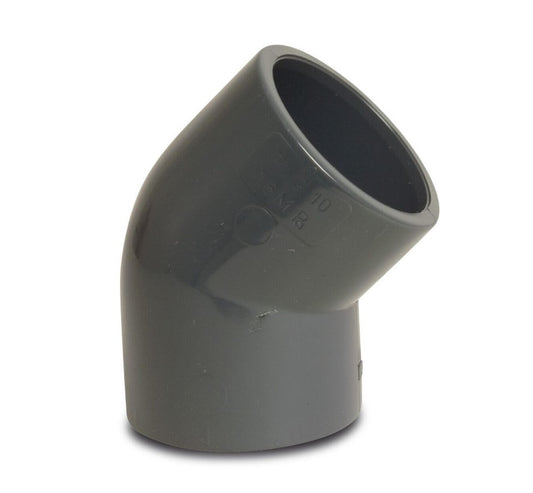 Vinkel 45° PVC-U 50 mm Självhäftande hylsa 16 bar