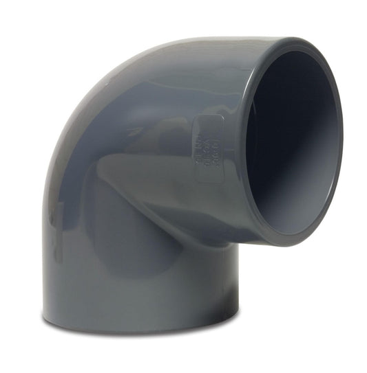 Vinkel 90° PVC-U 32 mm självhäftande hylsa 16bar grå
